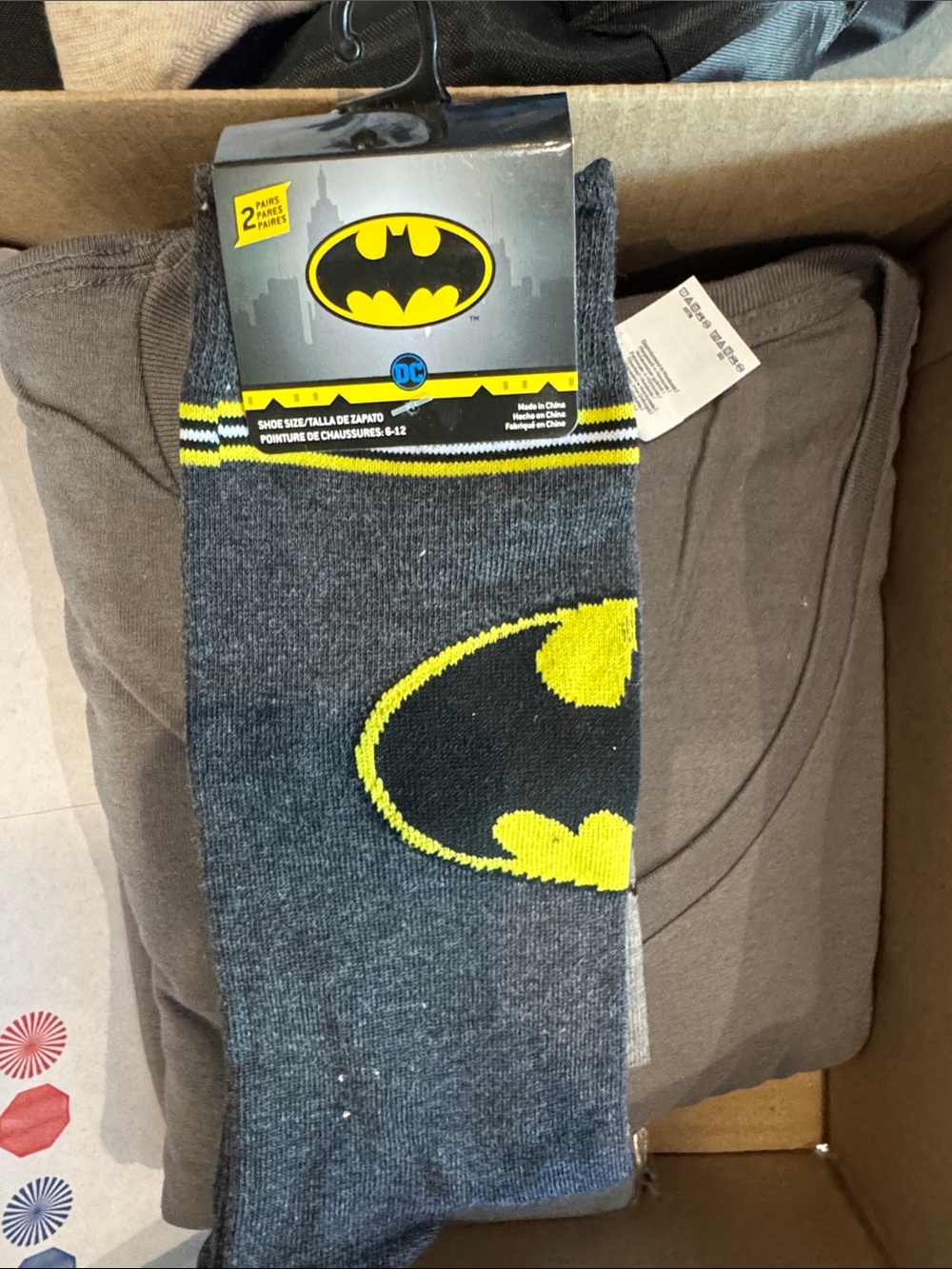 DC Batman Gray and Yellow Logo Crew Socks